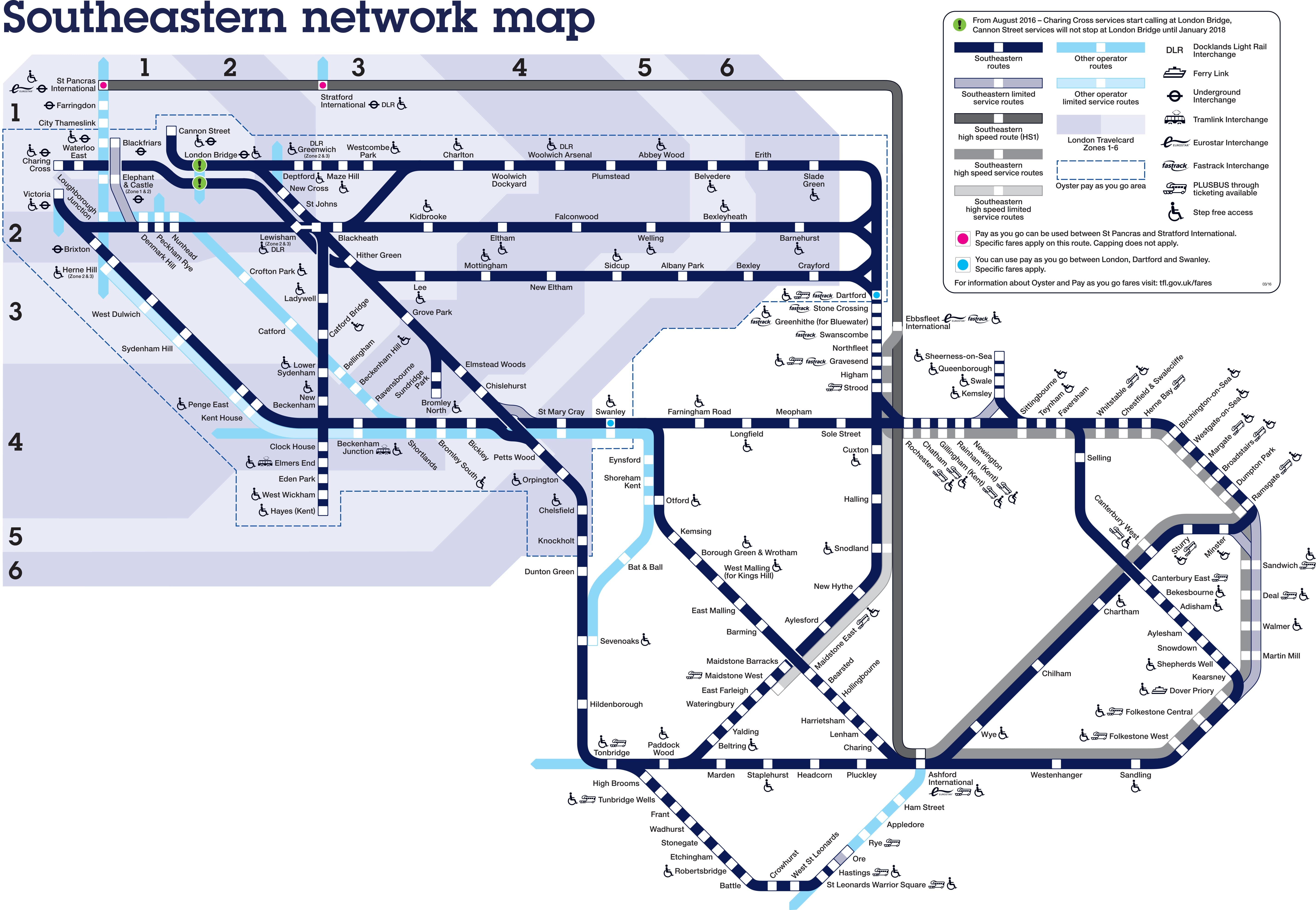 Southeastern Rail Network Map